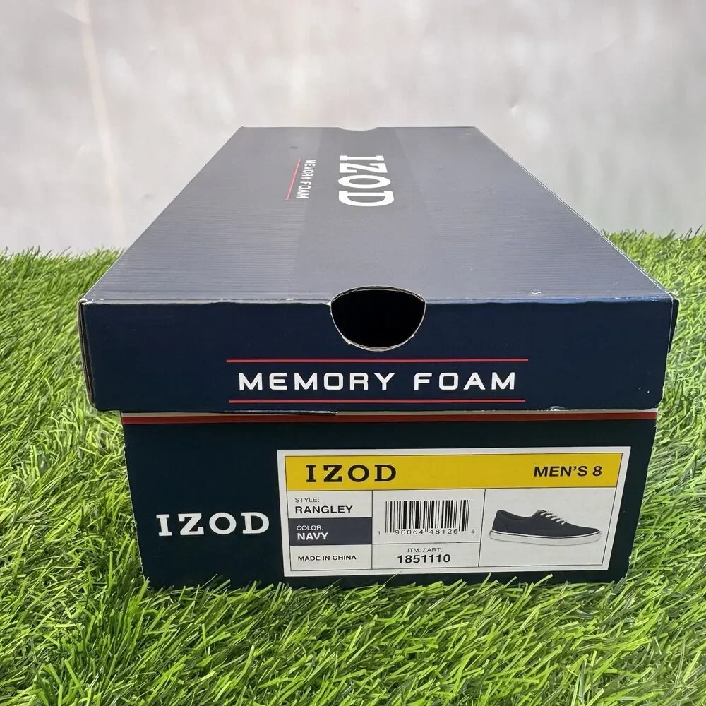 Izod Men's Rangley Canvas Memory Foam Navy Lace Up Sneaker Shoes Size 8